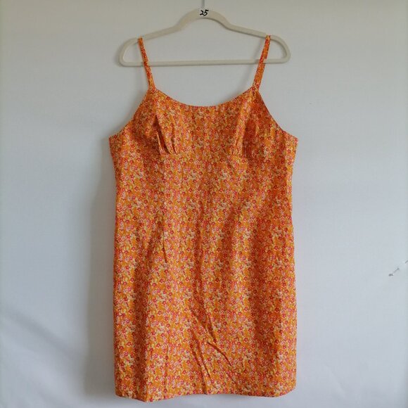 Wild Fable Womens Orange Floral Print Romantic Peasant Mini Dress Plus Size XXL - Picture 1 of 8